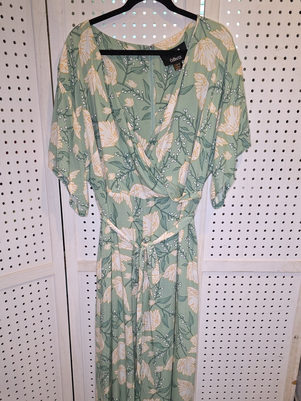 Modcloth X Sage Green Floral Lily Sea Jumpsuit size 16